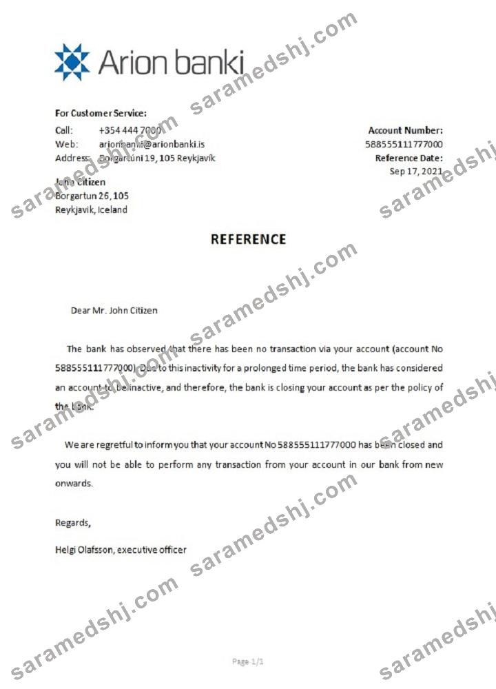 Iceland _Arion Bank_closure reference